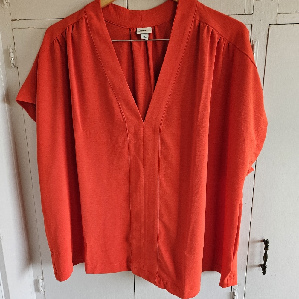 A New Day red V neck short sleeved blouse Size 1X